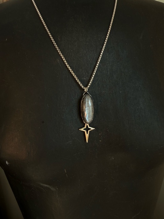 Jewelry - Belomorite moonstone crystal pendant necklace with star layering necklace boho